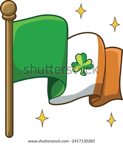 Celebration of St. Patrick's Day in Ireland, at 17 March. Luck the Irish. Color icon set for St. Patrick's Day. Ireland vector icon. Saint Patrick's Day green icon clip art. Flag of Ireland shamrock.