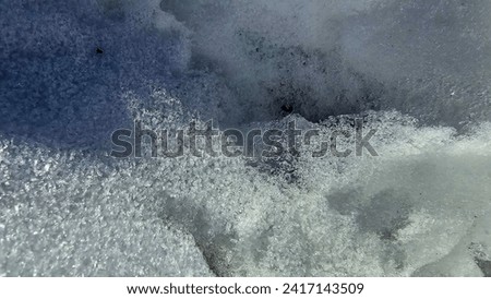 Close-up ice or snow image. Snowfall, covered snow, Ice image.