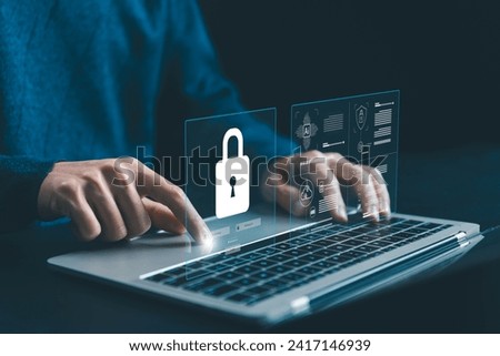 password security and privacy on an online system, cybersecurity internet. lock mark protects attacks from a hacker. concept of secure data, information technology digital, viruses cyber, and crime.