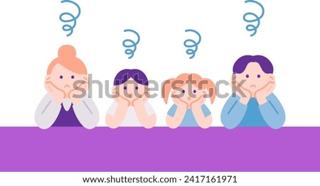 Clip art of family of four in distress