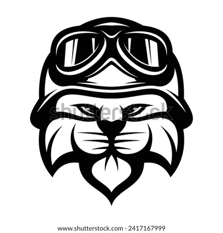 Cat Helmet Outline Mascot Design