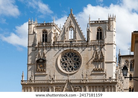 Saint-Jean-Baptiste cathedral, Cath?drale Saint-Jean-Baptiste in Lyon, France. Royalty-Free Stock Photo #2417181159