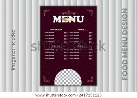 Unique and luxury food menu design template