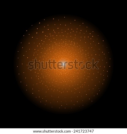 Deep space galaxy star shining. Orange color. Vector clip art effect isolated on black
