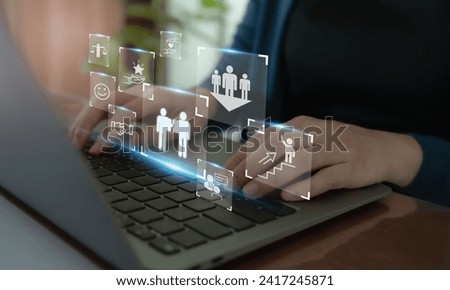 Enhancing employee engagement and retention concept. Positive work environment to keep their employees happy and productive. Reduced staff turnover, improved employee morale, better work life balance. Royalty-Free Stock Photo #2417245871
