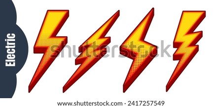 Set Lightning bolt. Thunderbolt, lightning strike. Modern flat style vector illustration. Thunder and Bolt Lighting Flash Icons Set. Flat Style on white Background. Vector.