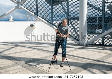 photographer working in an urban landscape