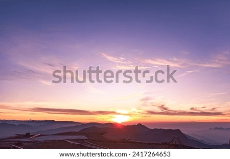 Beautiful morning sunrise view of adam's peak mountain sri lanka.this is the most beautiful sunrise in the world.