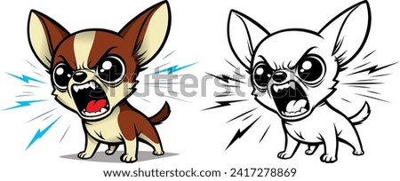 small aggressive dog barks, vector color drawing Royalty-Free Stock Photo #2417278869