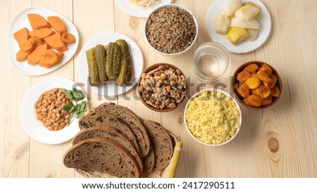 Lenten food during the Great Orthodox Lent. Royalty-Free Stock Photo #2417290511