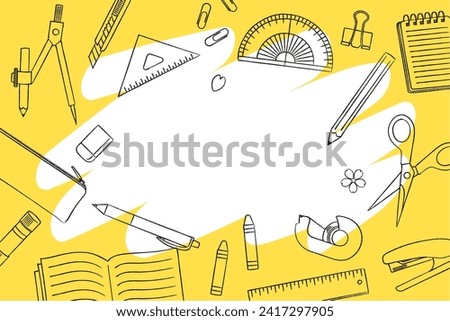 Hand drawn stationery frame yellow vector illustration Royalty-Free Stock Photo #2417297905