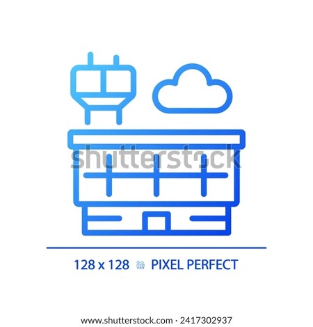 2D pixel perfect blue gradient building icon, isolated vector, thin line illustration.
