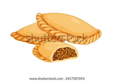 Curry puff,Argentine empanada isolated on white background. Vector eps 10 Royalty-Free Stock Photo #2417307693