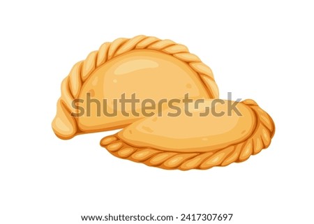 Curry puff,Argentine empanada isolated on white background. Vector eps 10 Royalty-Free Stock Photo #2417307697