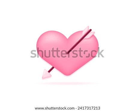 3d illustration of love arrow or heart arrow. a symbol of a heart pierced by an arrow. concept of falling in love. symbol or icon. minimalist 3d concept design. valentines day graphic element. vector