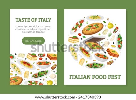 Italian Food Banner Design with Dish and Served Meal Vector Template
