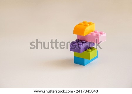 Plastic lego building blocks isolated on white background