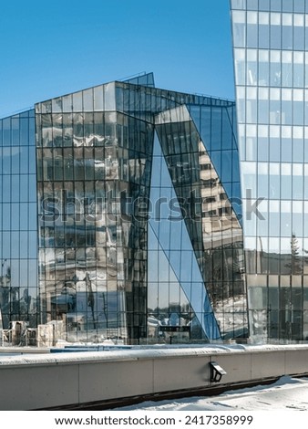 Glass facades of modern office buildings