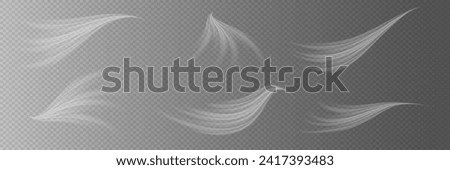 Glowing trace of speed and light. Easy set of effects. Abstract lines of movement. On a transparent background. Royalty-Free Stock Photo #2417393483