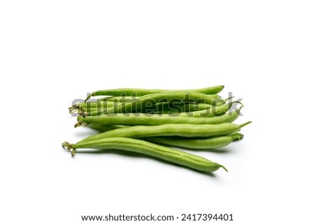 green beans on a neutral white background, studio photography