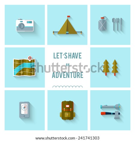 Camping flat design. EPS 10. Transparency. No gradients.