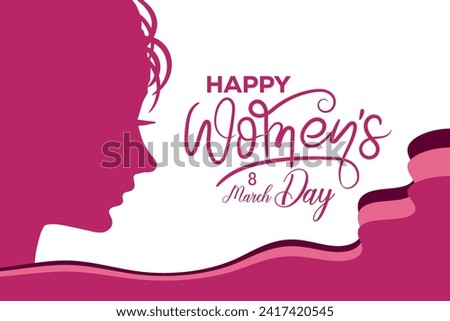 8 March, women's Day holiday greeting card and Happy Women's Day banner design, placard, card, and poster design template and standard color, International Women's Day celebration,