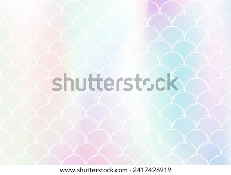 Holographic mermaid background with gradient scales. Bright color transitions. Fish tail banner and invitation. Underwater and sea pattern for girlie party. Vibrant back with holographic mermaid.