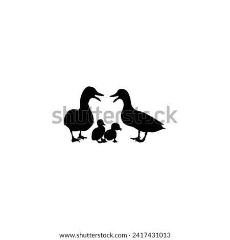 Silhouettes of wild and domestic ducks.
Wild and domestic duck silhouette for web and app. Duck icon. Black silhouette isolated on white background. Vector
