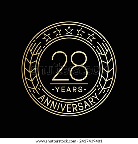 28 years anniversary logo template. 28th line art vector and illustration.