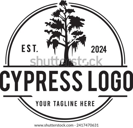 Cypress tree Timber logo Design for download your company Royalty-Free Stock Photo #2417470631