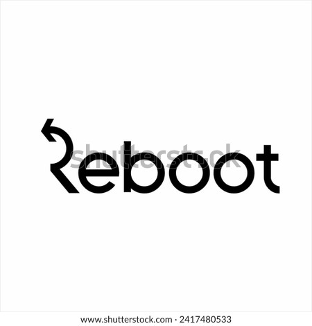 Design of the word "Reboot" with a circular arrow on the letter R. Royalty-Free Stock Photo #2417480533