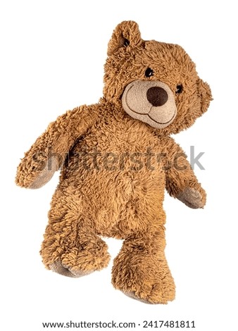 Teddy bear isolated on white. Hanging plush toy. Design element. Royalty-Free Stock Photo #2417481811