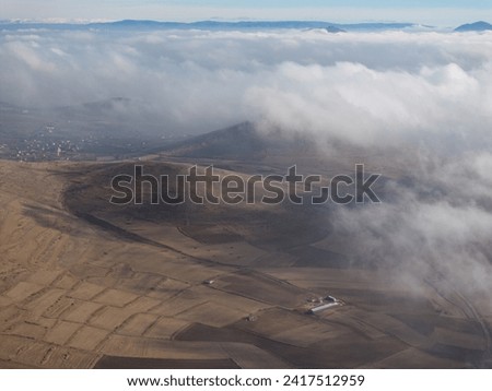 Mount Erciyes Summits Drone Photo in the Foggy Morning, Erciyes Mountain Hacilar, Kayseri Turkiye (Turkey)