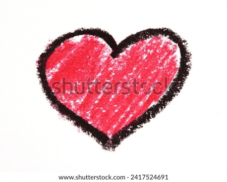 Red heart shaped drawing on white