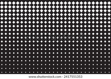 Pop art background vector. Design diamonds halftone effect gradient white on black background. Design print for illustration, textile, baner, cloth, cover, card, background, wallpaper. Set 1