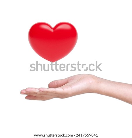Communication with gestures of receiving love or giving hearts to show love on a white background.