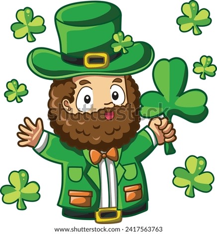 Celebration of St. Patrick's Day in Ireland, at 17 March. Luck the Irish. Color icon set for St. Patrick's Day. Ireland vector icon. Saint Patrick's Day green icon clip art. A man with green costume