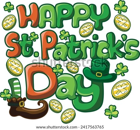 Celebration of St. Patrick's Day in Ireland, at 17 March. Luck the Irish. Color icon set for St. Patrick's Day. Ireland vector icon. Saint Patrick's Day green icon clip art. text of patricks day