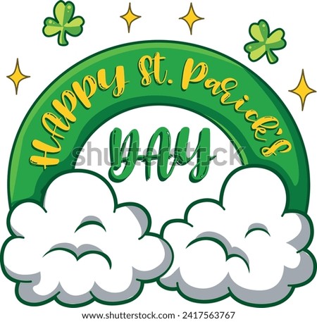 Celebration of St. Patrick's Day in Ireland, at 17 March. Luck the Irish. Color icon set for St. Patrick's Day. Ireland vector icon. Saint Patrick's Day green icon clip art. Cloud and green rainbow