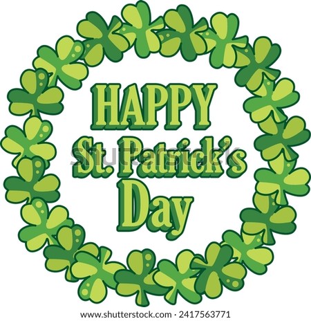 Celebration of St. Patrick's Day in Ireland, at 17 March. Luck the Irish. Color icon set for St. Patrick's Day. Ireland vector icon. Saint Patrick's Day green icon clip art. Text of patrick's day
