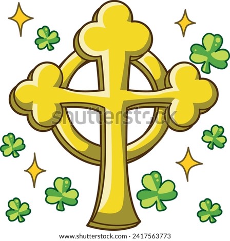 Celebration of St. Patrick's Day in Ireland, at 17 March. Luck the Irish. Color icon set for St. Patrick's Day. Ireland vector icon. Saint Patrick's Day green icon clip art. Yellow christ lineal icon