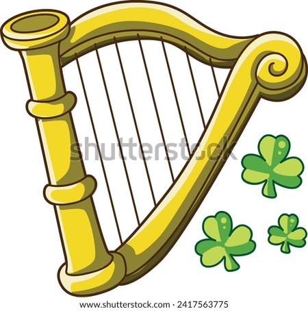 Celebration of St. Patrick's Day in Ireland, at 17 March. Luck the Irish. Color icon set for St. Patrick's Day. Ireland vector icon. Saint Patrick's Day green icon clip art. Harp clip art icon picture