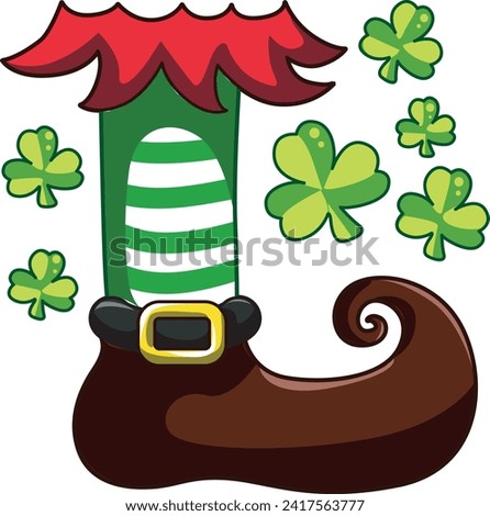 Celebration of St. Patrick's Day in Ireland, at 17 March. Luck the Irish. Color icon set for St. Patrick's Day. Ireland vector icon. Saint Patrick's Day green icon clip art. Shoes and green sock.