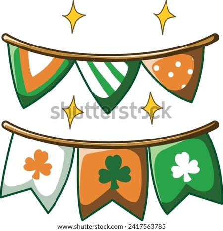 Celebration of St. Patrick's Day in Ireland, at 17 March. Luck the Irish. Color icon set for St. Patrick's Day. Ireland vector icon. Saint Patrick's Day green icon clip art. Flag decoration of Ireland