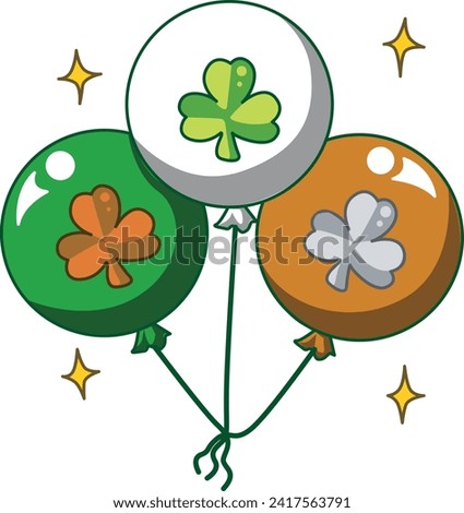 Celebration of St. Patrick's Day in Ireland, at 17 March. Luck the Irish. Color icon set for St. Patrick's Day. Ireland vector icon. Saint Patrick's Day green icon clip art. Balloons of Ireland