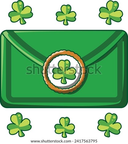 Celebration of St. Patrick's Day in Ireland, at 17 March. Luck the Irish. Color icon set for St. Patrick's Day. Ireland vector icon. Saint Patrick's Day green icon clip art. Green shamrock Envelope