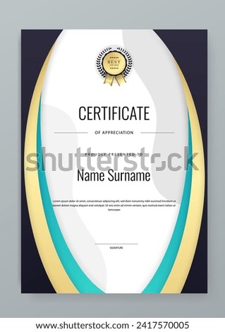 Black green and gold vector professional and modern award corporate certificate design template