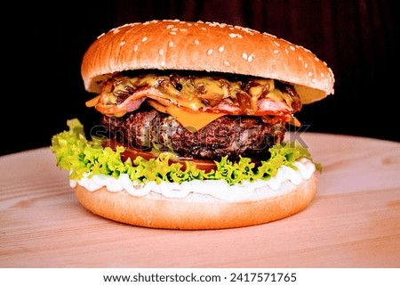 Delicious and tasty burger photo background