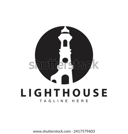 Lighthouse logo vector beacon tower ship signal simple beach port design template