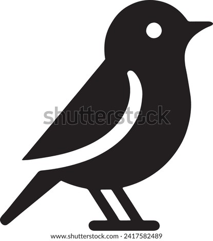 This vector features a simplistic yet captivating black silhouette of a bird in profile. The bird is depicted perched, with its beak slightly open as if caught in mid-song.
